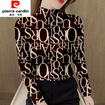 Pierre cardin double-sided german velvet half turtleneck bottoming shirt for women autumn and winter new 2025 women's inner velvet warm top fashionable style a-24-black letters 2xl recommended 130-140 catties