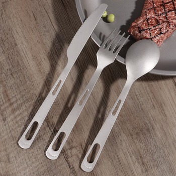Deshanfei pure titanium cutlery, forks and spoons, home travel portable tableware, outdoor healthy antibacterial chopsticks, forks and spoons, titanium alloy products, three-piece set of cutlery, forks and spoons