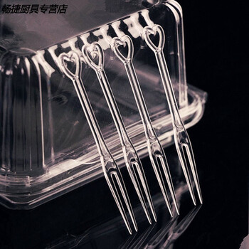 Xinshu fruit fork disposable transparent plastic independently packaged fruit pick insert cake fork home transparent color simple pack 1000 pieces
