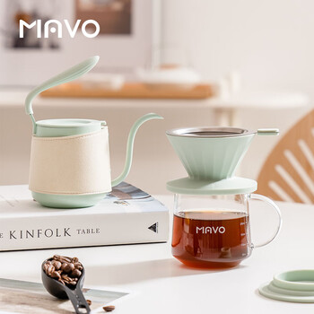Mavo new year's gift little whale hand-brewed coffee pot set home portable full set hand-brewed coffee pot filter cup honeydew green
