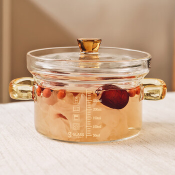 Genasi glass steamed egg bowl baby steamed egg custard double-ear water-proof stew pot with lid glass bowl bird's nest dessert bowl with scale