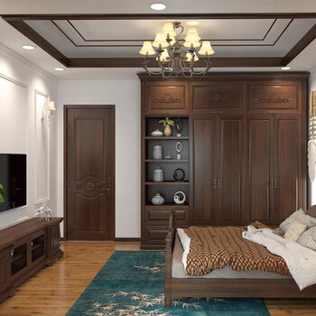 Ten-year-old brand jindian home furnishings whole house customized american series customized wardrobe storage tv study cabinet solid wood multi-layer board + cladding door