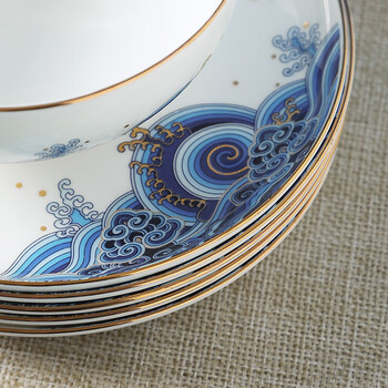 Huaguang national porcelain bone china tableware and dishes set, high temperature lead-free cadmium glaze, colorful antibacterial tableware, one in a thousand, one in a thousand, suitable for 4-6 people, 26 pieces