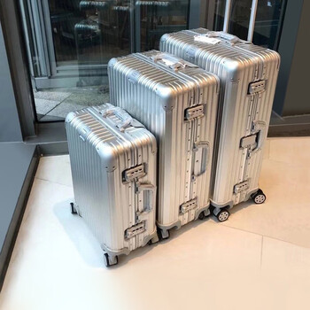 Kaxidu aluminum frame suitcase trolley case for men and women small boarding case large suitcase student password box wedding leather box functional hanging bag aluminum frame one silver 20 inches boarding case