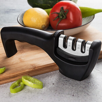 Lihuangzuo quick knife sharpener multifunctional sharpening stone household kitchen knife sharpening stick kitchen knife manual sharpening tool portable black knife sharpener