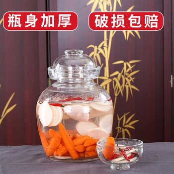 Yitelan pickle jar thickened glass pickle jar sichuan pickle jar household sealed pickle jar small size 10 catties + cleaning brush