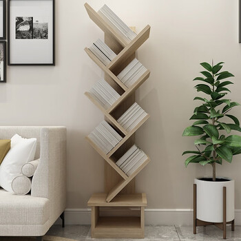 Shuali bookshelf tree-shaped multi-layer simple storage bookshelf 136cm eight-layer grid primary color sl8119s