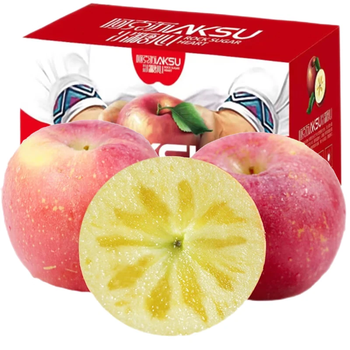 Aksu apple, xinjiang aksu rock candy heart apple, ugly apple, red fuji fresh fruit gift box, gift recommendation, 10 catties in box, single fruit 75-80mm, net weight 8.5 catties