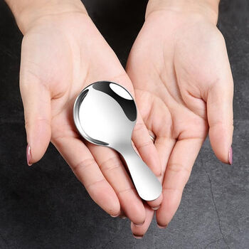 Xinmujie children's short handled round spoon thickened stainless steel table spoon short small spoon spoon travel portable tableware spoon thickened version (1 pack) now available