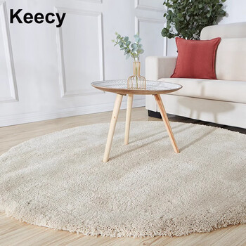 Keecy non-slip round cream style carpet living room solid color simple ins style bedroom balcony home coffee table sofa carpet
