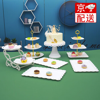 Lingyunhe dessert table display stand afternoon tea dessert stand tea break setup dessert candy plate cake tray set plastic six-piece set european dessert table set 1 set