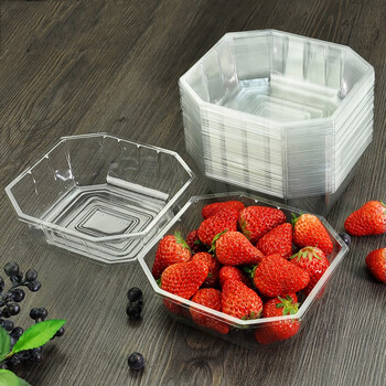 He jiagong's one-pound disposable fruit packaging box without lid, strawberry and jackfruit packaging box, octagonal edge water, lj-01b octagonal box, 100 pieces
