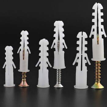 Humin expansion screw small yellow croaker plastic expansion tube nylon plastic plug collection 6m8m10 bolts with self-tapping screws white/yellow tube 6*30+nails 50 sets