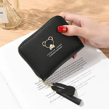 Shu guo er women's coin purse new korean style student girl cute small fresh mini zipper coin holder card holder card holder 2061 black