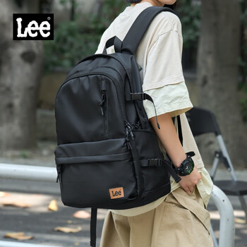 Lee trendy backpack male high school student school bag female casual backpack large capacity travel junior high school computer bag black