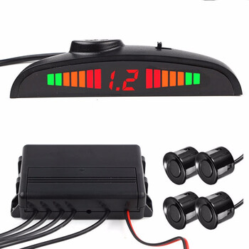 Lutu car reversing radar dual-core host, real voice broadcast, rear 4 probes, led display parking alarm system, black probes