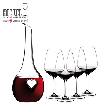 Austrian black tie handmade blessed decanter large red wine glass goblet gift box 5 pieces black tie heart shaped decanter + 4 cabernet sauvignon 5 pieces