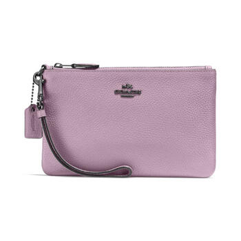 Coach women's wallet light orange pebbled leather gold logo logo zipper horizontal version fashionable daily 11782795 ice purple os