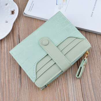 Bu jian dan new wallet women's short wallet women's small wallet fashion zipper buckle wallet coin purse card holder student green