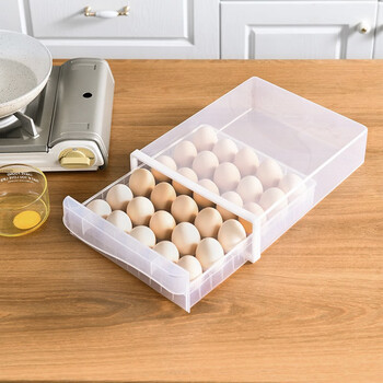 Quality refrigerator egg compartment storage box, shock-proof, anti-fall, fresh-keeping kitchen egg rack, egg tray, plastic drawer-type, drawer-type egg carton, one layer