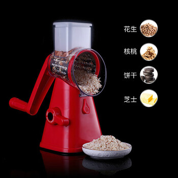 German oussirro drum hand-cranked vegetable cutter multi-functional shredder radish shredded potato slices slicing and grating artifact red drum hand-cranked shredder three knife barrels with paring knife