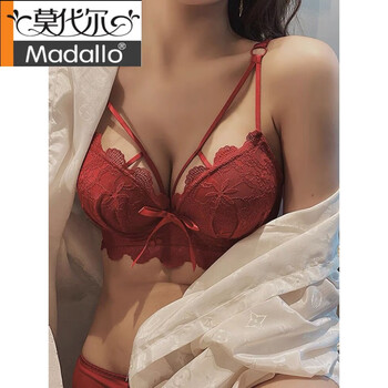 Modal new sexy underwear women's year of marriage red set small breast push-up bra showing big push-up bra set red set 75b 34b