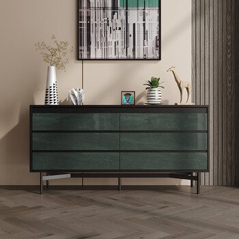 Mansuo italian light luxury six-drawer cabinet qianshancui living room wall storage decorative cabinet home bedroom storage bedside drawer cabinet qianshancui six-drawer cabinet (140x40x80cm)