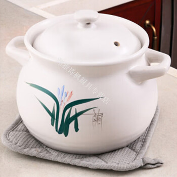Martigues household large-capacity high-temperature-resistant ceramic casserole for soup, gas stove, earthen pot, stew pot, porridge and health soup pot 28# earthen pot 7.5l (serves 5 to 6 people)