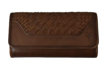 Frye women's melissa basket woven wallet, cognac one size