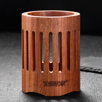 Baisen youjia wooden chopstick tube thickened solid wood chopstick cage home kitchen stainless steel hole drainage storage tableware bucket rack 1 round chopstick tube