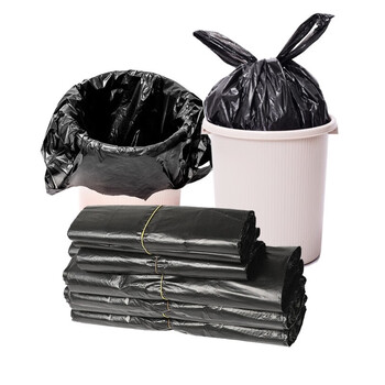 Qianhui household garbage bags thickened black portable vest-style garbage bags disposable 50 pieces