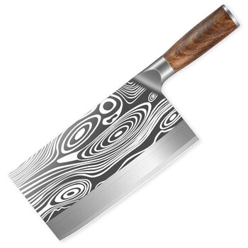 Xiao tianlai knife sharpener kitchen knife damascus grain meat cleaver kitchen knife sharp slicing knife stainless steel kitchen knife (yellow wood handle)