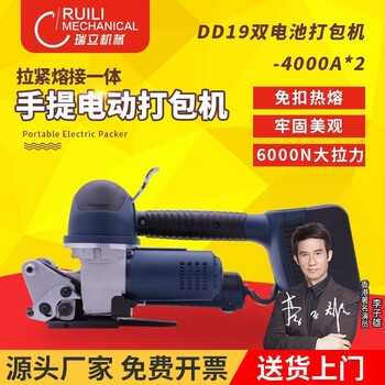 Ruili jd13/16 portable electric baler plastic steel strap fully automatic strapper hot melt buckle-free pp strap handheld v2 dd19 dual battery baler (4000ma*2)
