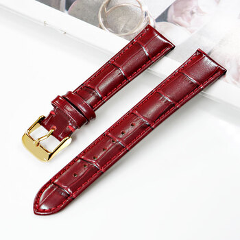 Burgundy leather strap for women citizen baodiao longines geya guzun huawei gt3watch3 watch chain matte burgundy gold pin buckle 14mm