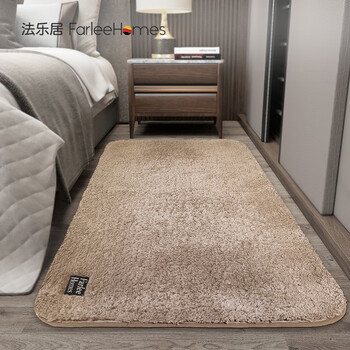 Farleehomes bedside blanket bedroom carpet living room full floor simple thickened plush blanket bed foot mat solid color bay window blanket mat velvet encrypted camel 80*200cm