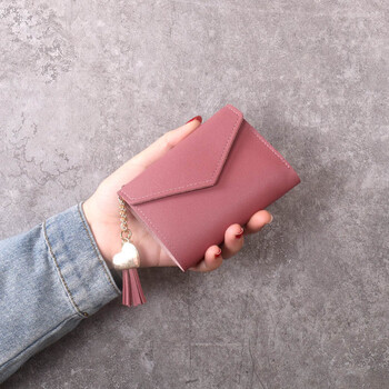 Shu guo er 2020 new women's wallet multiple card slots su liu short card holder korean dark pink #c123