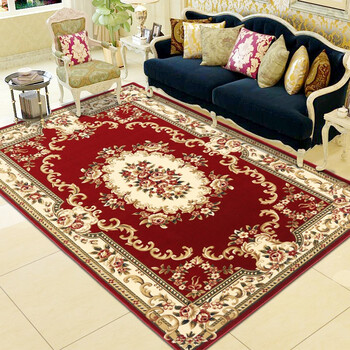 Red leaf handmade three-dimensional cut european carpet for living room sofa coffee table bedroom restaurant home commercial thickened high density wear-resistant 1252r red 2*3 meters thick 1.5cm weight 28 pounds