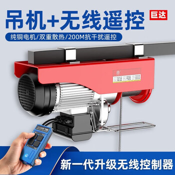 Juda mini electric hoist 220v wireless remote control household small crane construction small lifting hoist winch 100-200 kg/12 meters + wireless remote control