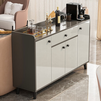 Kenosu tea cabinet, side cabinet, storage cabinet, living room wall storage cabinet, light luxury tea cabinet, storage rack, storage cabinet, meal cabinet, recommended, four doors and one drawer, sky gray 120*34*97cm