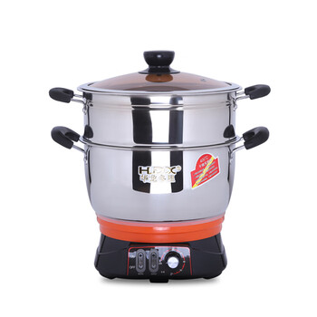 Multi-star pot shandong zibo multi-function electric hot pot timed multi-star electric hot pot multi-function stainless steel 1 inch with a steamer 1300w suitable for 1-2 people 24cm