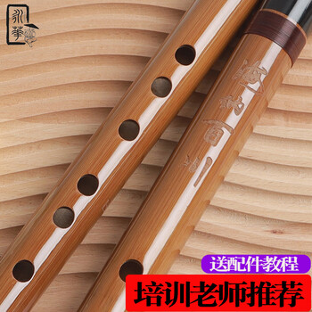 Yonghua flute musical instrument adult beginner bitter bamboo flute transverse flute entry student teaching children zero basic flute natural color one section f key + accessories (recommended for beginners)