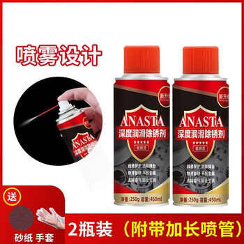 Screw loosening agent, rust remover, metal strong anti-rust lubricant, door lock hinge, chain gear rust removal lubricant, screw loosening agent, 450ml rust removing lubricant 2 bottles