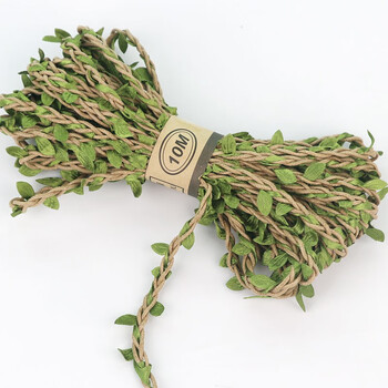 Panlande colorful hemp rope leaf rope green leaf rattan handmade diy wax rope decoration leaves wrapped around vase weaving material beige wax rope leaves 10 meters long