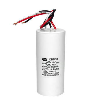 Customized cbb60 three 3 wires four 4 wires dual capacitor 450v electric crane basket hoist crane starting capacitor universal 15uf45uf3 wires)
