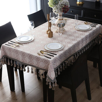 Rsrddy solid color cotton and linen tablecloth rectangular dining table coffee table cloth modern simple nordic home table mat tablecloth blue light luxury shengshi-beige 60*60cm includes hanging tassels 10cm on each side