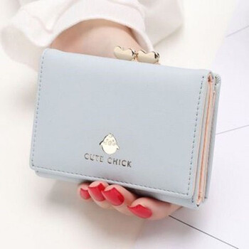 Shu guo er korean style wallet women's short small animal cute fashionable folding wallet student blue