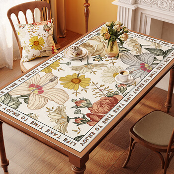 American light luxury tablecloth no-wash oil-proof and waterproof pvc leather anti-scalding insulated dining table coffee table mat table mat coffee table cloth hua yong dawn c 75cmx130cm