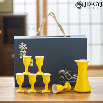 Miaopule light luxury high-end chinese jingdezhen ceramic small wine cup old-fashioned one-money ceramic wine set tall wine glass white wine one pot 6 cups gift box 10ml