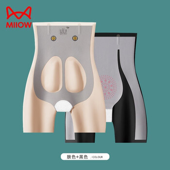 Miiow kaka high-waisted tummy-tightening tool butt-lifting seamless safety pants medium pants large size 5d magic suspension pants 1 pair black + 1 pair skin color m (80-110 pounds)
