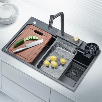 Higold higold sink 920267f angus glass sand + matte black kitchen large single sink vegetable basin sink set 920267 + faucet 980194